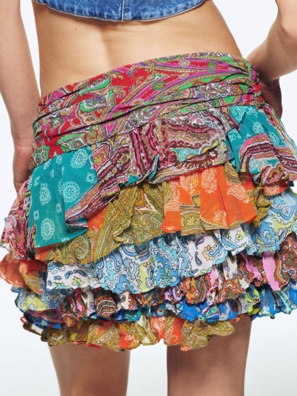 Zara Multicolor Paisley Ruffle Mini Skirt - Picture 10 of 11